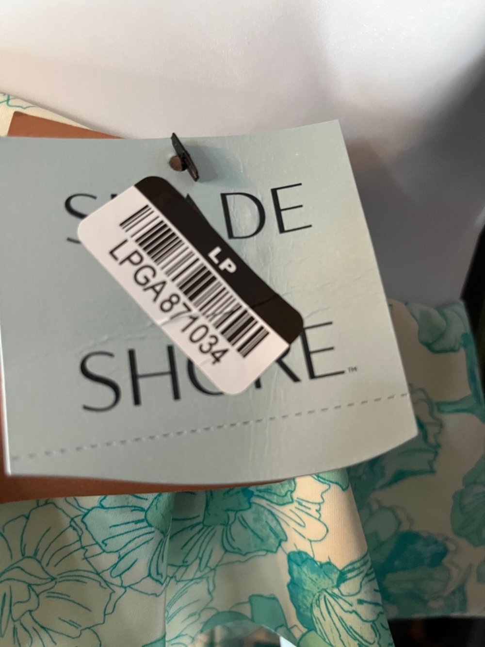 NWT Shade & Shore White & Aqua Floral Off-Shoulder Ruffle Swimsuit- 1 piece Sz S - Picture 2 of 15